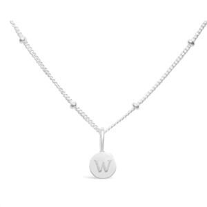 NEW STIA women's love letters mini disk letter necklace - w in silver